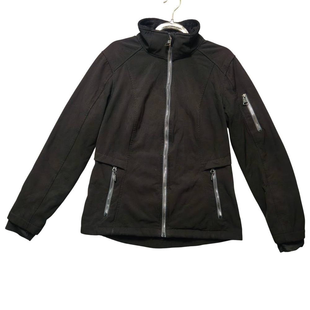 FREE COUNTRY Womens‎ Journey Softshell Jacket Small Black Fleece Lined Cozy Soft